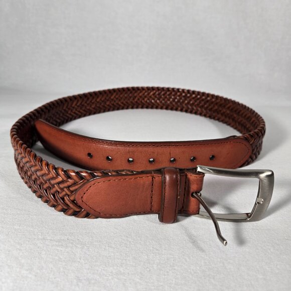 VINTAGE Hipster Western Genuine BROWN Leather Bonded Lacing BELT Men's Size 34. - Picture 4 of 17